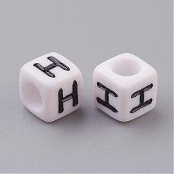 6mm weißer Buchstabe Acrylwürfel Perlen&nbsp;X-PL37C9308-H