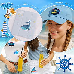 16 Stück 16 Stile Segelserie Stickgarn zum Aufbügeln/Aufnähen von Patches&nbsp;PATC-PH0001-48