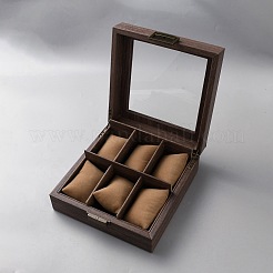 6-Slot-Retro-Dichte-Board & PU-Leder-Uhrenvitrinen mit sichtbaren Fenstern&nbsp;ODIS-WH0078-28A