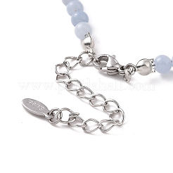 Collana con ciondolo a forma di stella di zirconi cubici trasparenti con angelite naturale e catene di perle finte per le donne&nbsp;NJEW-JN04148