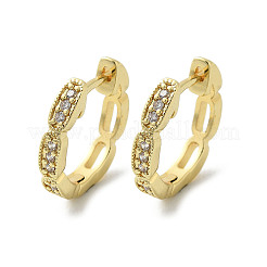 Boucles d'oreilles créoles ovales en laiton avec micro pavé de zircons cubiques transparents&nbsp;EJEW-D311-029G