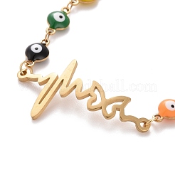 Bracciale a maglie con battito cardiaco in acciaio inossidabile 304 con placcatura sotto vuoto in PVD&nbsp;BJEW-B062-09G
