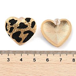 Orecchini a bottone in ottone e smalto con stampa leopardata per donna&nbsp;EJEW-U055-15C-G