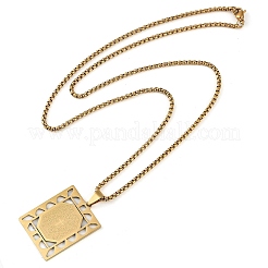 Colliers à chaîne rectangulaire creuse en acier inoxydable 201 avec pendentif en croix&nbsp;NJEW-D089-06G