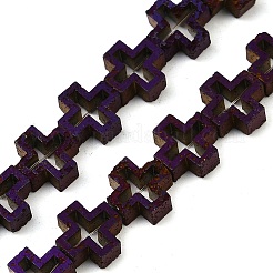 Hebras de cuentas de roca de lava natural galvanizada&nbsp;G-K388-02D