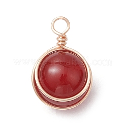 4 stücke 4 arten natürliche rose quarz & aventurin & amethyst & karneol kupfer draht gewickelt ball anhänger&nbsp;PALLOY-TA00217-01