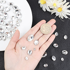 Cabochons en verre avec strass de dos avec point&nbsp;RGLA-OC0001-32