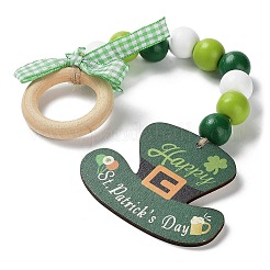 Décoration pendentif en bois pour la saint-Patrick&nbsp;HJEW-G023-02B