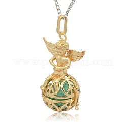 Colgantes de jaula redonda de bronce dorado&nbsp;KK-J238-07G