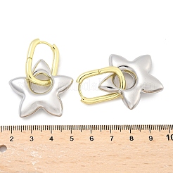 Aretes de aro de latón con forma de estrella para mujer&nbsp;EJEW-U057-06C-04GP