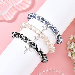 3 bracelet extensible rond en perles Dzi&nbsp;BJEW-JB14420