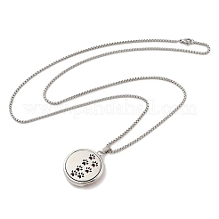 Collier diffuseur d'aromathérapie en acier inoxydable chirurgical 316 avec pendentif rond plat creux et chaîne&nbsp;NJEW-R016-01P-06