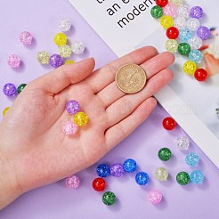 135g 9 Farben transparentes Knisterglas runde Perlenstränge&nbsp;CCG-SZ0001-02