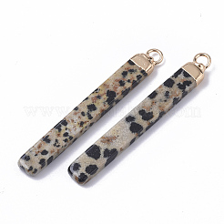 Top pendentifs en jaspe dalmatien naturel plaqué or&nbsp;G-S359-028G