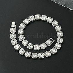 1 collar de tenis de aleación de zinc con pavé cuadrado de vidrio transparente para mujer&nbsp;NJEW-SP0001-07S