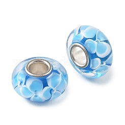Perles européennes en verre filé et à âme en laiton&nbsp;LAMP-P019-01P-21