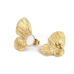 PVD-Vakuumbeschichtung 304 Edelstahl Schmetterling Ohrstecker mit Emaille&nbsp;EJEW-Z075-05G-02