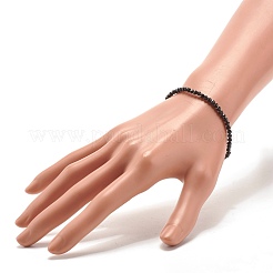Pulsera elástica de cuentas de espinela negra natural para mujer&nbsp;BJEW-JB07420-02