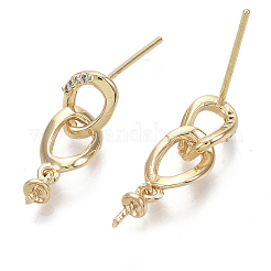 Messing Mikro pave klar Zirkonia Ohrstecker Zubehör&nbsp;KK-N230-65-NF