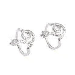 Messing Micro Pave klare Manschettenringe aus Zirkonia&nbsp;RJEW-P015-05