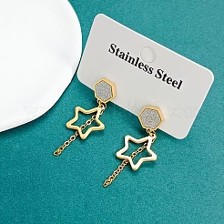 Boucles d'oreilles pendantes en acier inoxydable 304 et strass pour femmes&nbsp;WG2B1B3-01