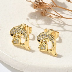 Ohrstecker mit Micro-Pavé und Zirkonia&nbsp;EJEW-D305-05G