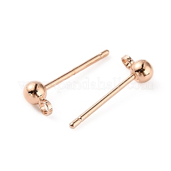 Perno per orecchini a sfera in ottone&nbsp;KK-WH0061-10RG