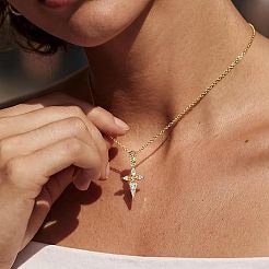 Colliers avec pendentif en forme de croix en zircone cubique transparent en laiton pour femmes&nbsp;WG79657-01