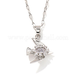 Colliers avec pendentif en forme d'oiseau brillant en laiton micro pavé de zircones cubiques transparentes&nbsp;IR0521