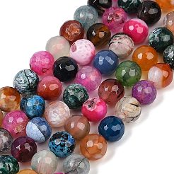 Natürliche Feuer Crackle Achat (gefärbt und erhitzt) Perlen Stränge&nbsp;G-M437-A01-01L
