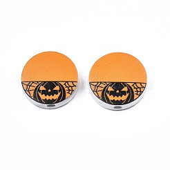 Halloween bedruckte Naturholzperlen&nbsp;WOOD-T021-71