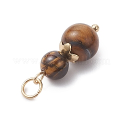3 pendentif en perles rondes en citrine synthétique&nbsp;PALLOY-JF04701-03