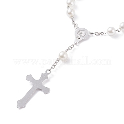 Bracciale rosario con perline imitazione preghiera religiosa&nbsp;LS-BJEW-O140-01P