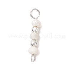 Dijes de conector de cuentas de hematita sintética no magnética con patata perlada de agua dulce cultivada natural y galvanizada redonda.&nbsp;PALLOY-JF04854-01