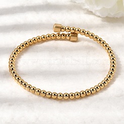 Pulseras de cuentas redondas de acero inoxidable 304 para mujer&nbsp;BJEW-D436-01G