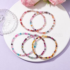 Bracciale elasticizzato con perline di agata naturale sfaccettata&nbsp;BJEW-JB10108