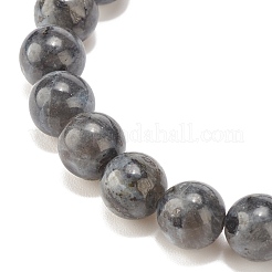 Ensemble de bracelets extensibles en larvikite naturelle et roche de lave&nbsp;BJEW-JB08193-03