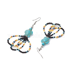 3 par de pendientes colgantes con cuentas de vidrio y flores para mujer.&nbsp;EJEW-MZ00203