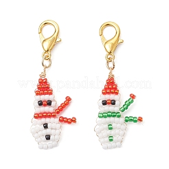 2 pendentif décoratif en perles de verre en forme de bonhomme de neige&nbsp;HJEW-MZ00368