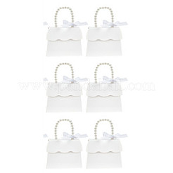 Confezione regalo in carta trapezoidale con manici in plastica imitazione perla&nbsp;CON-WH0092-65A