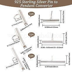 3 pz 3 stili 925 spille in argento sterling convertitore da ciondolo a spillo&nbsp;STER-BBC0008-54S