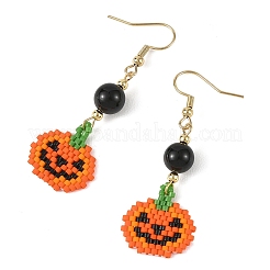 Boucles d'oreilles pendantes tissées en perles de verre pour Halloween (femme)&nbsp;EJEW-MZ00780
