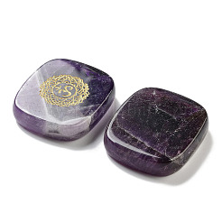 Natürliches Amethyst-Rechteck mit Chakra-Zeichenfiguren als Dekoration&nbsp;DJEW-K025-02C
