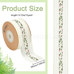 15 Yards Polyester Hohlblumen-Spitzenbesatz&nbsp;SRIB-WH0026-30B