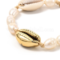 Bracelet de perles tressées en perles naturelles et cauris pour adolescentes femmes&nbsp;BJEW-JB07063