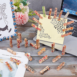 10 Uds. Clips de clavijas artesanales de madera con estampado de flores de 10 estilos&nbsp;AJEW-WH0248-505