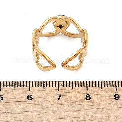 Hohle Herz 304 Edelstahl offene Manschettenringe&nbsp;RJEW-Z078-16G
