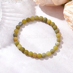 Bracelets extensibles en perles rondes en jade de Taïwan naturel givré pour femmes et hommes&nbsp;BJEW-JB11478-01
