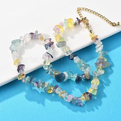 Collier de perles de copeaux de fluorite naturelle&nbsp;NJEW-FZ00004-08