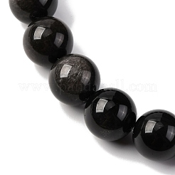 Natürliche silberglänzende Obsidian-Perlenstränge&nbsp;G-F808-C01-16mm